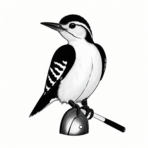 AI generated: cute woodpecker with golf club, white background, line art, coloring book, outline, high resolution,...