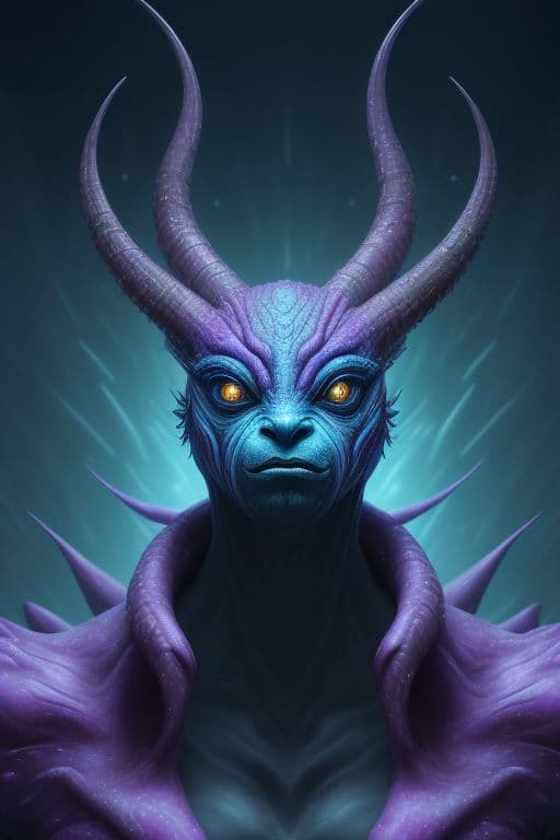 AI generated: Futuristic creature out of other dimention, galaxy background unreal, different dimension, alien, ai...