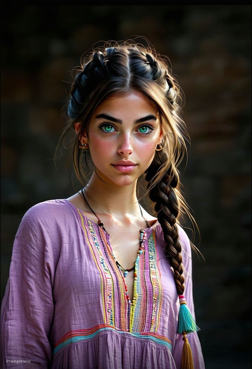 AI generated: Protrait, photograph, photorealistic arab girl, 20 years old, (taned_skin), beautiful jaw, delicate ...