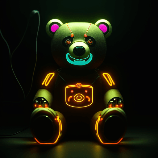 AI generated: create a cute toy bear, in the style of Vietnamese, cinematic lighting, sharp focus, cyborg, made wi...
