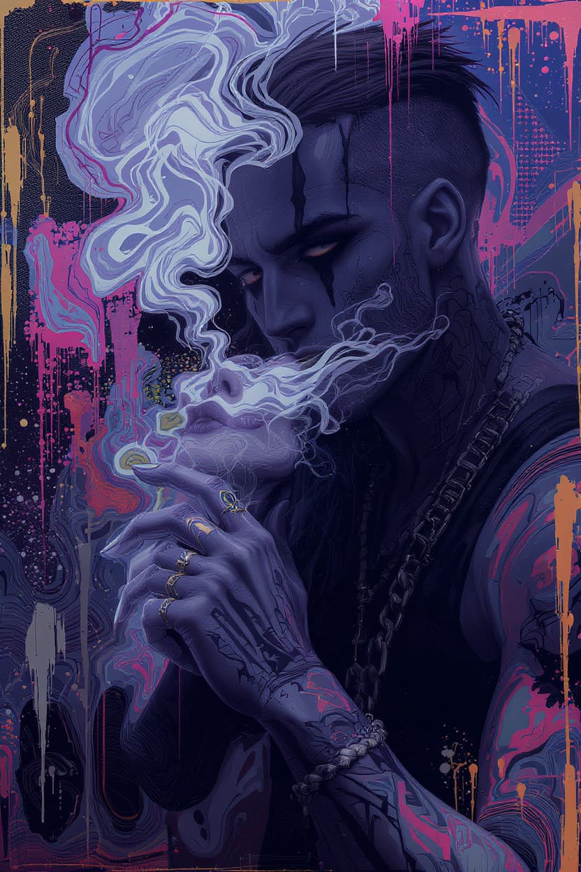 AI generated: create a gorgeously mysterious and cool couple, the guy has black hair, edgy look and a confident vi...