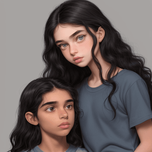 AI generated: a girl of barely 16 years of age, of short stature, captivating brown eyes with long eyelashes and l...