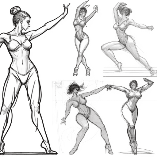 AI generated: reference art sketch of a woman dancing, art reference sketch, pose reference, sketch,outline sketch...