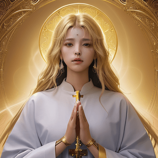 AI generated: mksks style, full portrait of a sacred priest in holy light, ultra quality, stunning visuals, intric...