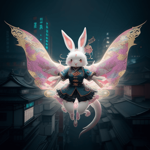 AI generated:  Kyoto Animation stylized anime mixed anthropomorphic (bunny) with tradition Chinese artworks~ A hyb...