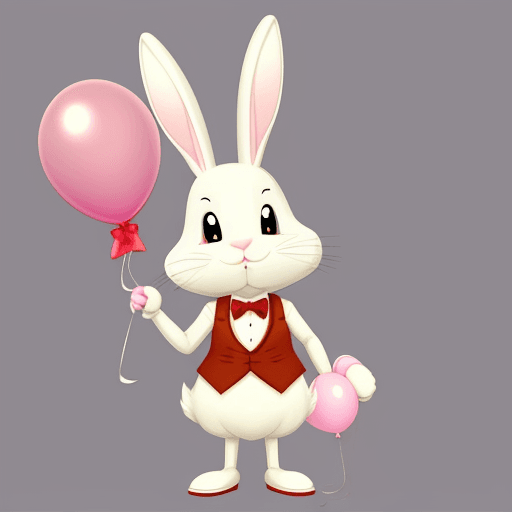 AI generated: Cartoon rabbit, male, holding a balloon