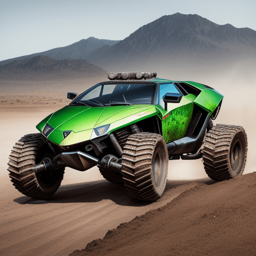 AI generated: hyper realistic Photo of a futuristic lamborghini tracked land crawler
