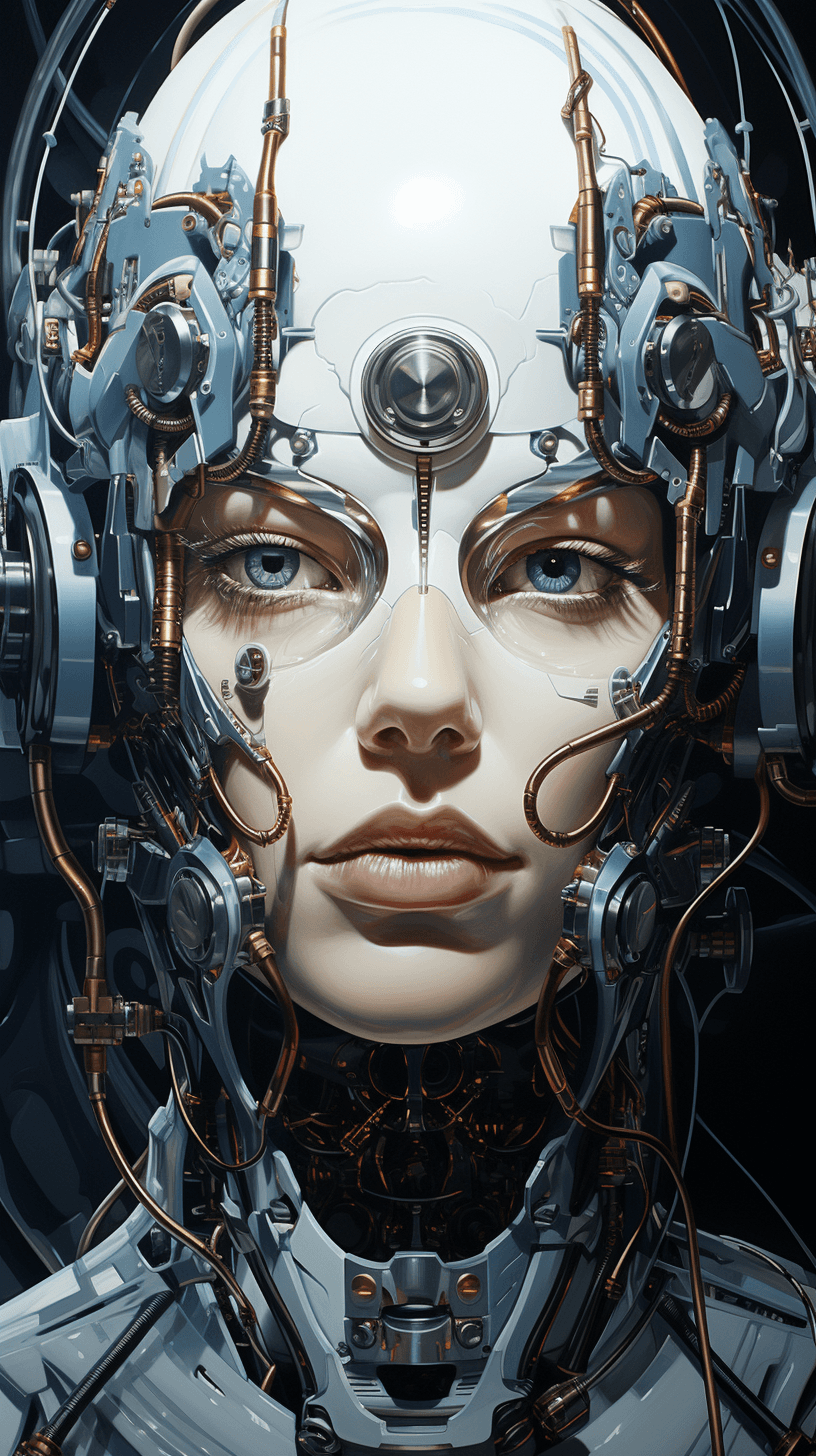 AI generated: cybernetic painting by dandyembeton, in the style of kathrin longhurst, richard bergh, made of liqui...