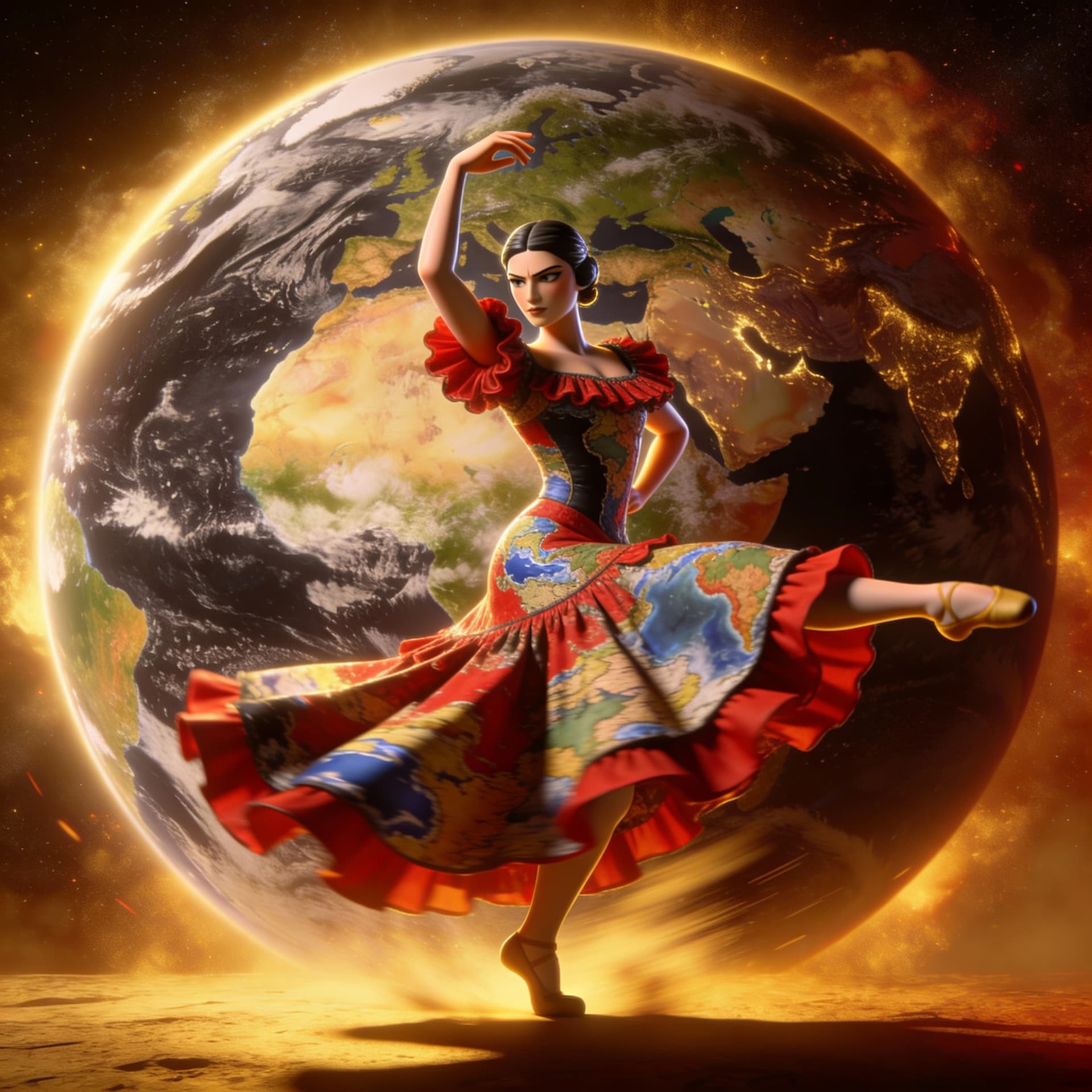 AI generated: un planeta tierra que baila flamenco y no va de broma