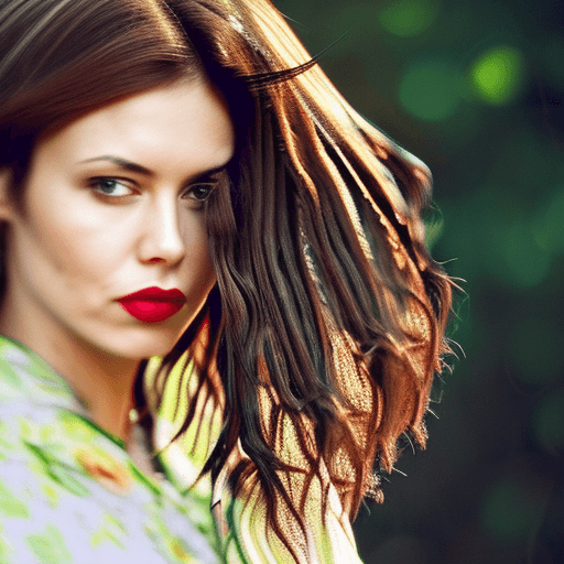 AI generated: A picture of beautiful brunette woman, messy beehive hair style, natural skin, slim with curves, bat...