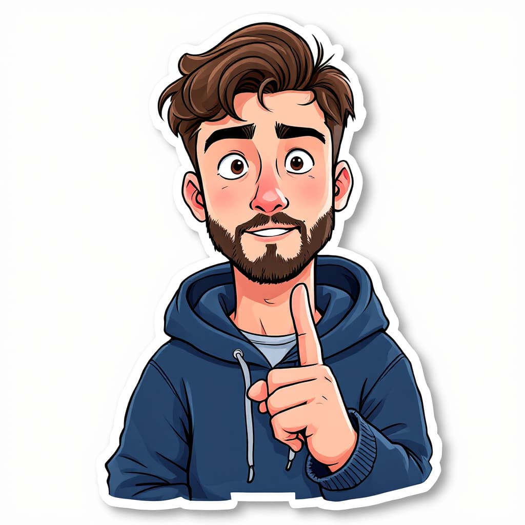 AI generated: A profile picture of an animated cartoon headshot portrait of a young man with brown hair and a slig...