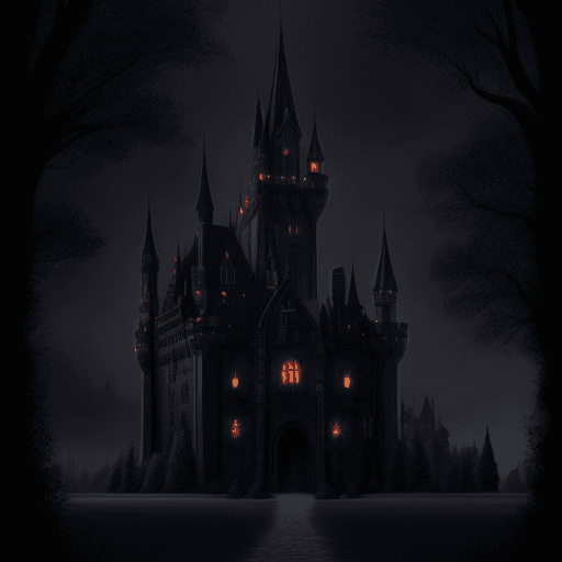 AI generated: This background depicts a large castle in the Gothic style, a large echo, and trees. Everything is d...