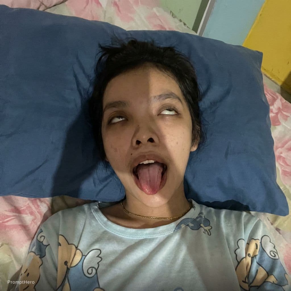 AI generated: Aheago face "A realistik, top-down selfie of a young Southeast Asian woman with medium-length dark h...