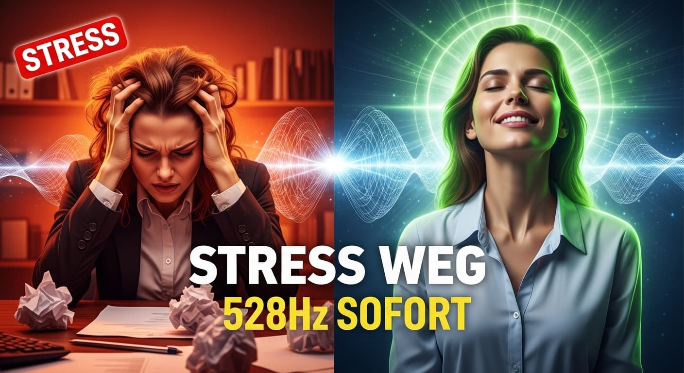 AI generated: Split-screen YouTube thumbnail showing a dramatic transformation from stress to peace. Left side: A ...