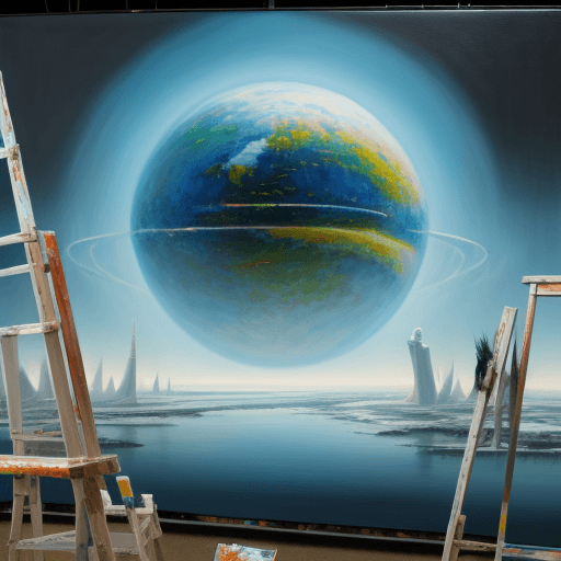 AI generated: Please paint the future world in oil painting.