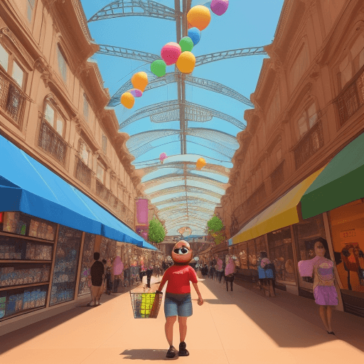 AI generated: Um shopping no mundo pixar 