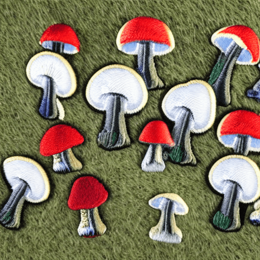 AI generated: Hyper realistic embroidered mushroom identification merit badge design for professional embroidery m...