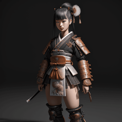 AI generated: samurai cute girl, Expressive Style, full body portrait ribcagel,  ultra-detailed, beautiful detaile...