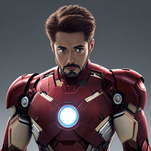AI generated: Produisez une illustration technique détaillée de l'armure d'Iron Man, présentant une conception en ...
