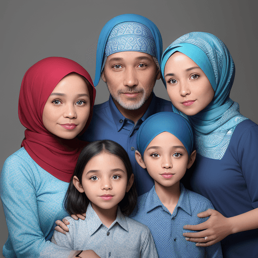 AI generated: "A family of five is posing for a studio photo. The family consists of a father, a mother, and three...
