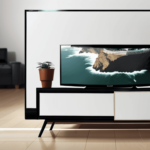 AI generated: Image of an entire TV, displaying a picture of an untuned 
channel.
