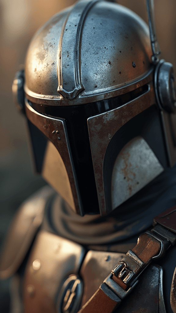 AI generated: Mandalorian, dark background, cinematic, intricate details, hyperdetailed, 8k, diffused soft lightin...