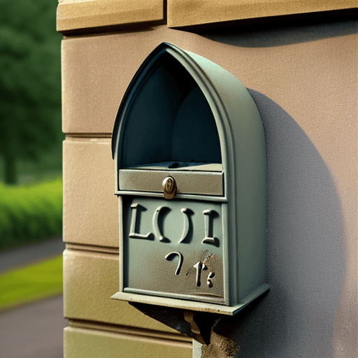 AI generated:   weather beaten stone letter box without any letters or numbers attached.