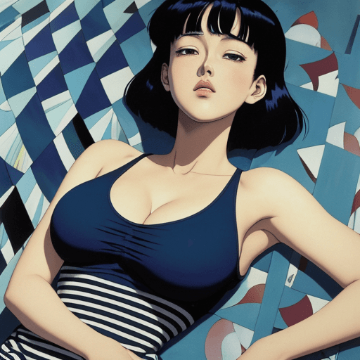 AI generated: (masterpiece of the highest quality:1. 4), perfect blue with big breast depicted with artistic brill...
