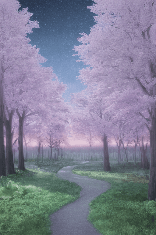 AI generated: anime style landscape twilight sky pastel colors with trees on the back, HD, beautyful, hyper-detail...