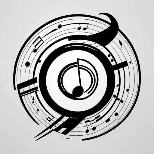 AI generated: comine music ,romance,love in vector logos, simple, black and white, Adobe illustrator