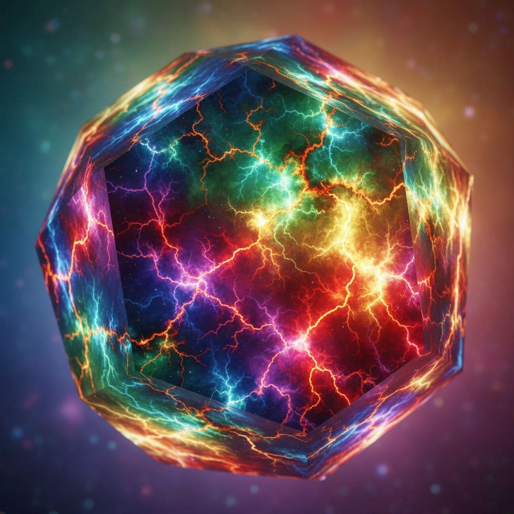 AI generated: Crystal made up of lots of different colors with veins running throughout it that look like lighteni...