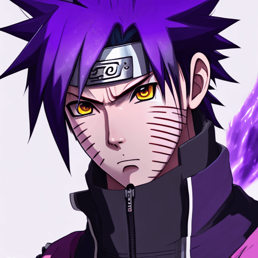 AI generated: concept art, full body portrait, naruto character, drawn by kishimoto, Male, purple hair, resemblanc...