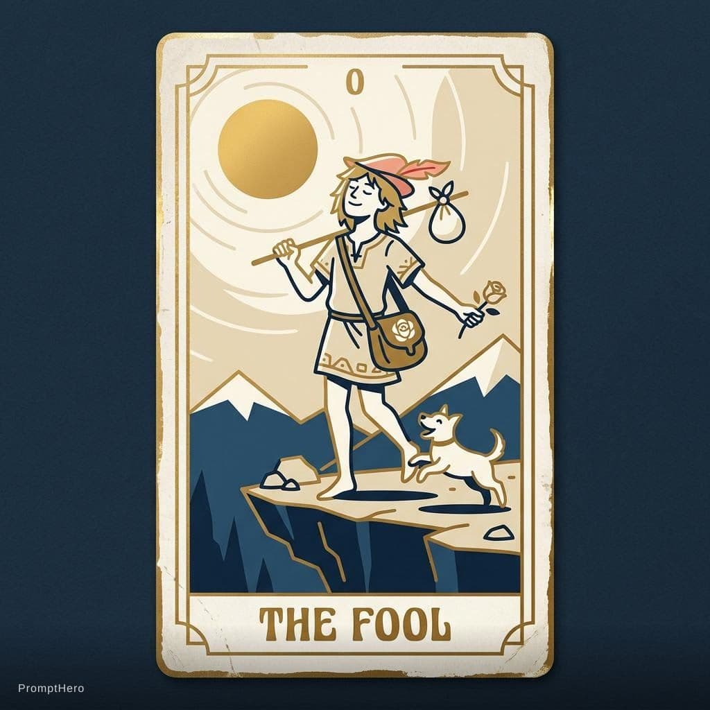 AI generated: tarot card style, the fool, minimalistic