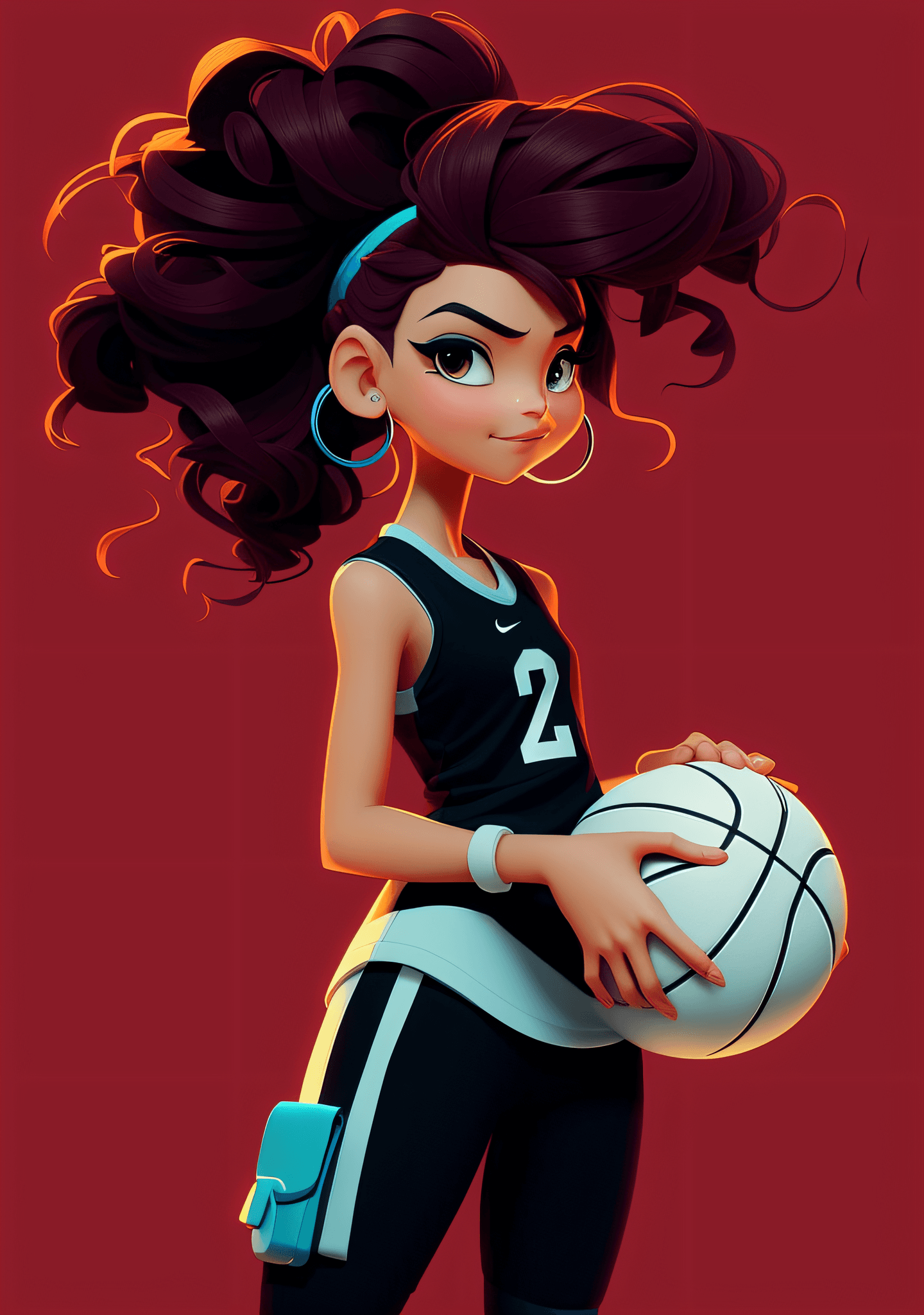 AI generated: a cartoon girl with a basketball ball in her hand, cartoon concept art, 2 d illustration, 2d illustr...