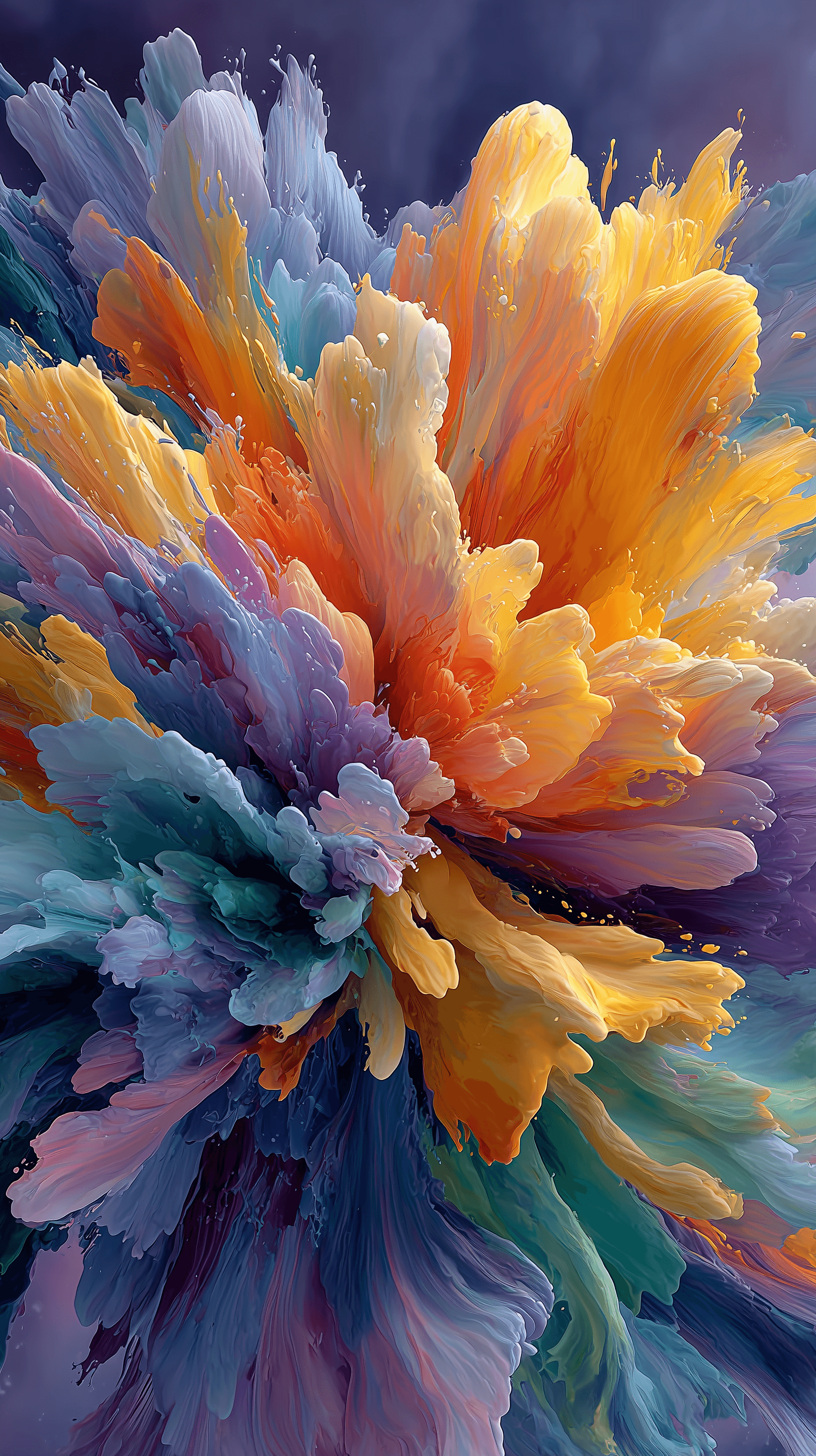 AI generated: abstract digital art, explosion of vibrant colors, neon colors of paint swirling in all directions, ...