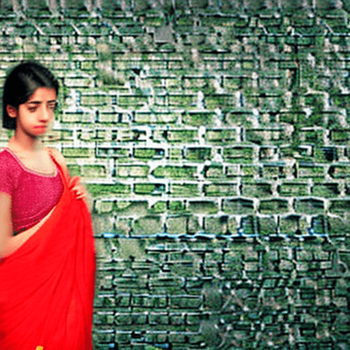AI generated: Young beautiful girl in saree,she is very tired and sweating her clothes are drenched with sweat she...