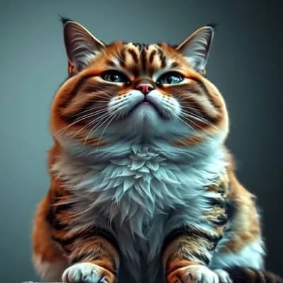 AI generated video: A chubby cat with exaggeratedly droopy eyes, furrowed brows, and a deep frown, giving off an over-th...