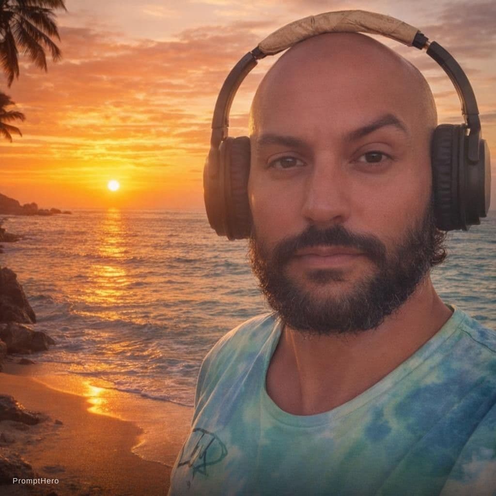 AI generated: Sonnenuntergang vibe am Meer 