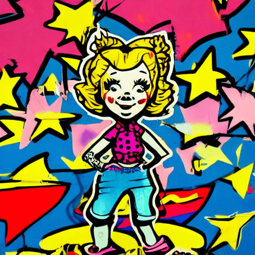 AI generated: pop art tatoeed pippi langstrump, graffiti background