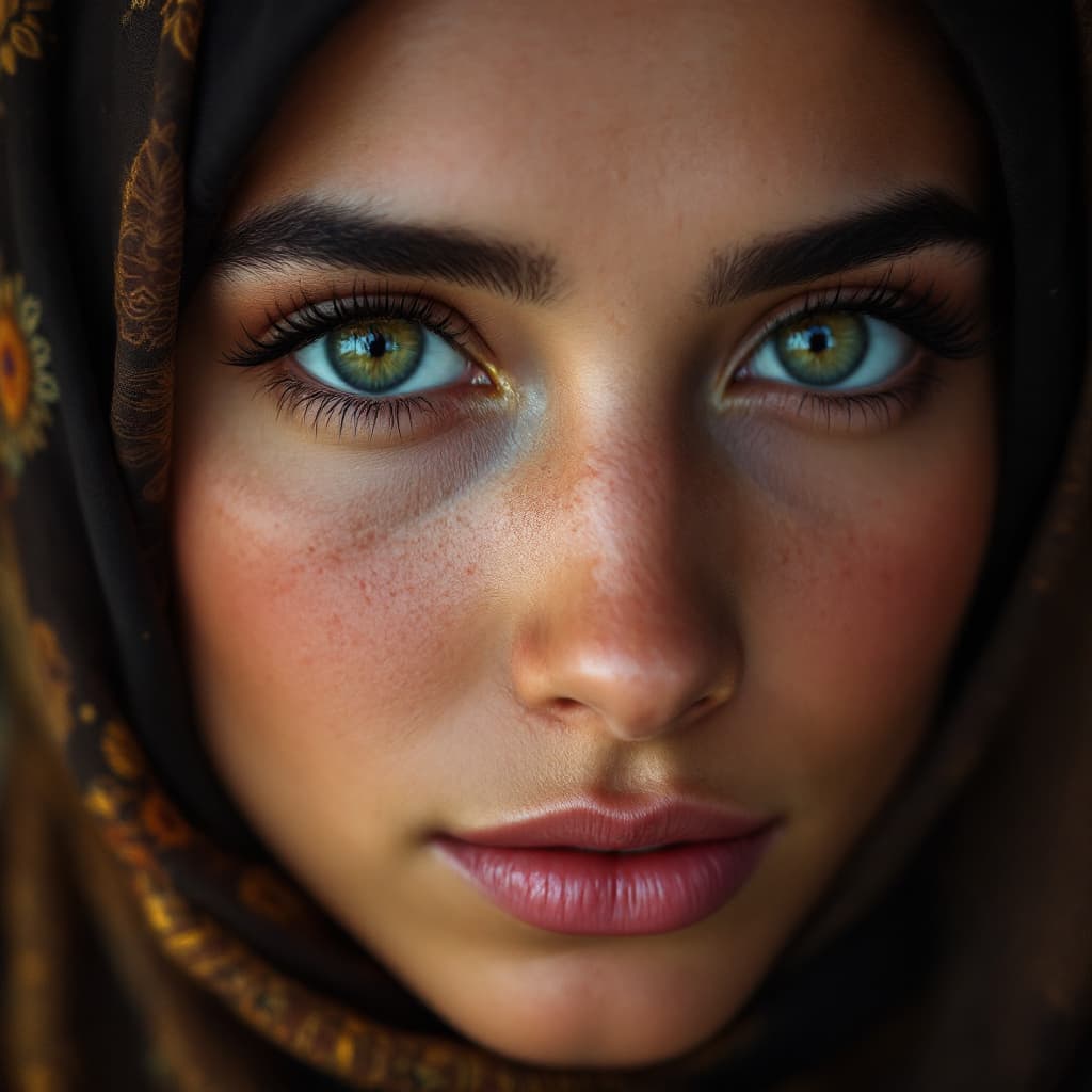 AI generated: Very close-up color portrait of a young Muslim woman --ar 2:3 --quality 2 --v 6.1