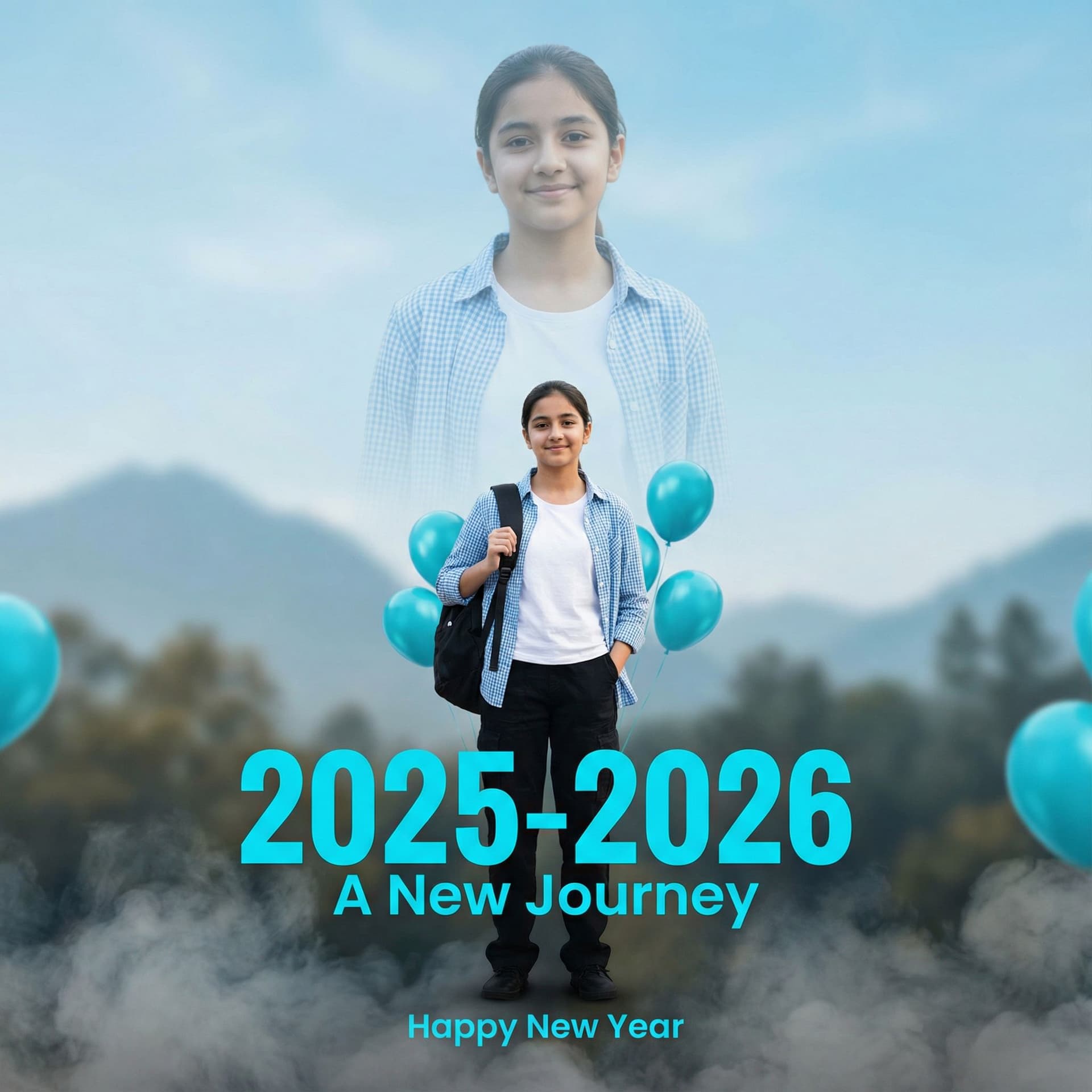 AI generated: Create an ultra-realistic, cinematic Happy New Year 2026 double-exposure poster using the uploaded s...