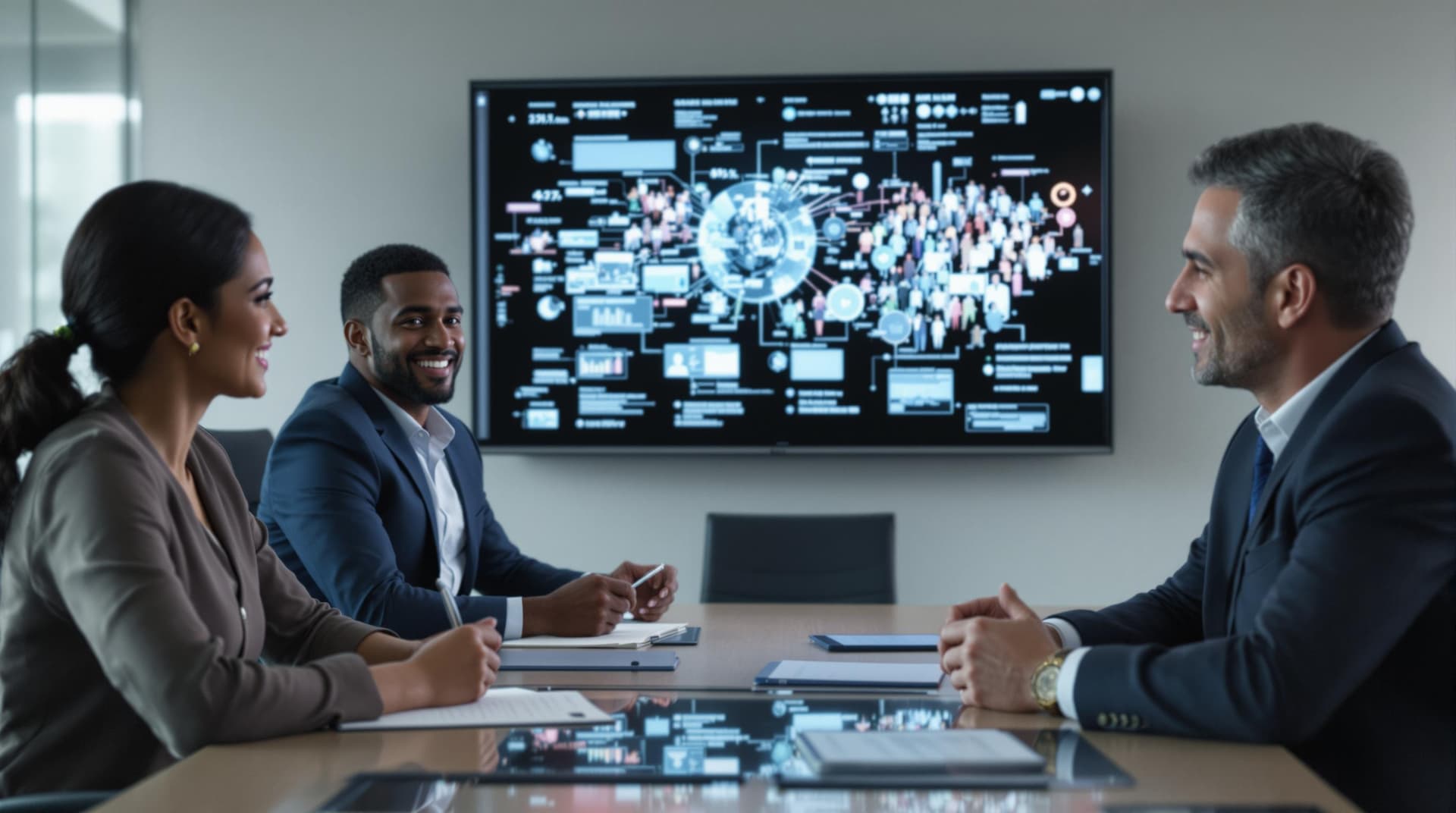 AI generated: /imagine prompt: Diverse team in modern boardroom, 35-year-old Indian woman (natural smile with 8 te...