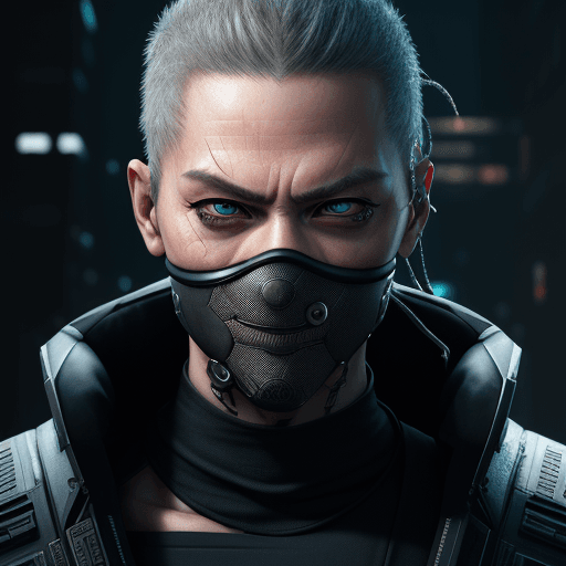 AI generated: hyperrealistic art Change background cyberpunk, ninja, realistic face, 8k, ultra realistic, real man...