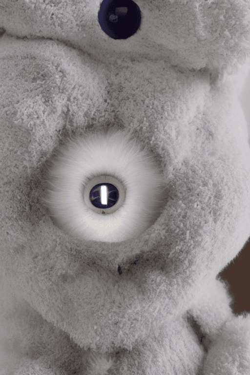 AI generated: An image of an alien, a small, white, and furry creature with a big head and large eyes. It is weari...