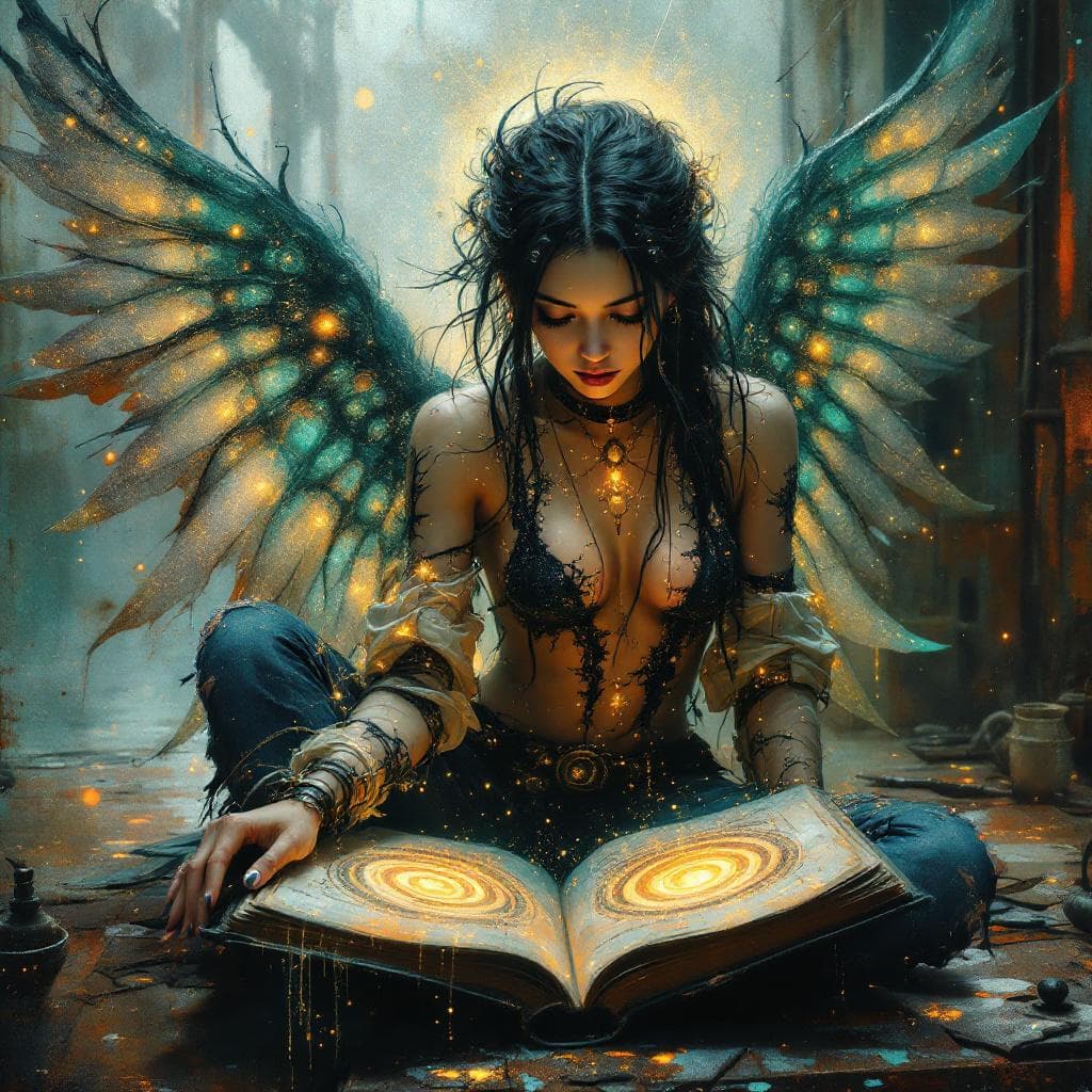 AI generated: Steampunk bio-morphic ethereal glow. Acrylic splash art, opaline pearlescent ink, translucent glaze....