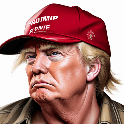 AI generated: A photo realistic portrait of Donald Trump looking like an old hillbilly redneck while wearing a red...