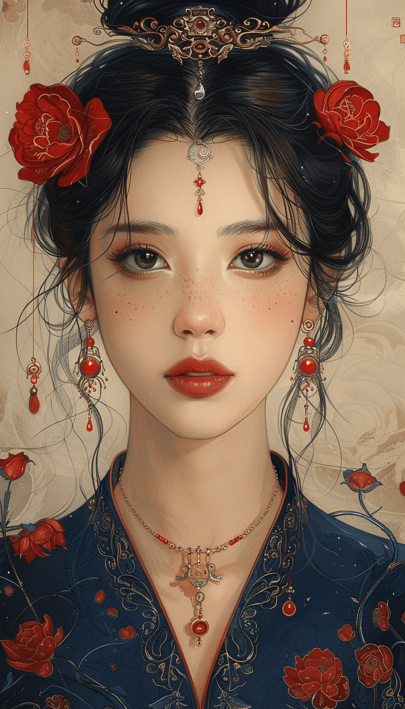 AI generated: asian woman, ilustration, in the style of anime aesthetic, hand-painted details --ar 73:128 --styliz...