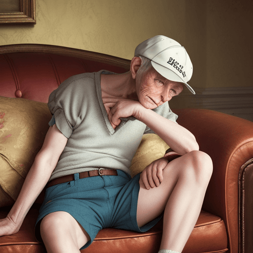 AI generated: 
picture in retro style of a boy in short pants sitting on a massive sofa, listening to an elderly w...