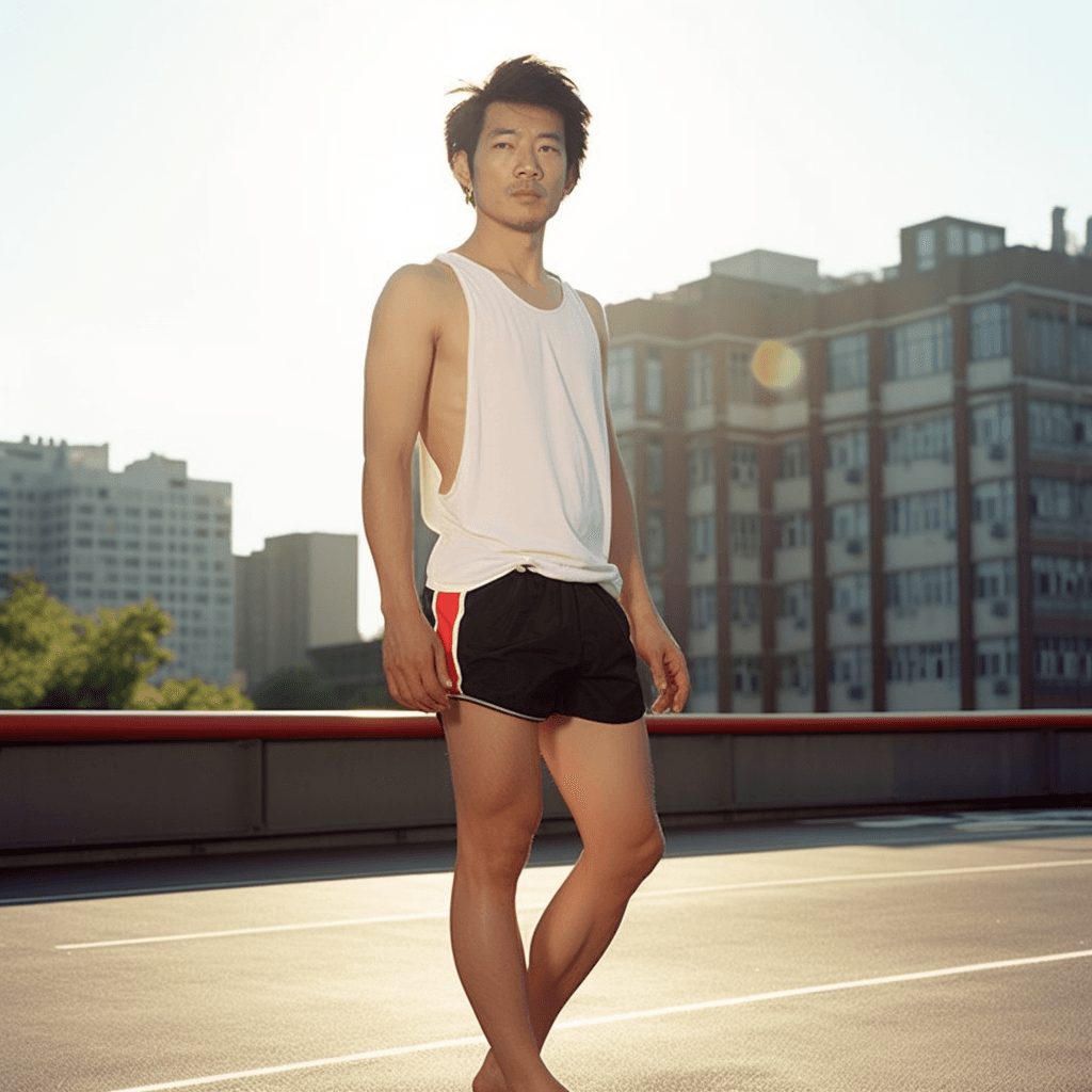 AI generated:  A young man in the city, 35 years old, late afternoon, standing, ( ( full length) ) , handsome, mus...