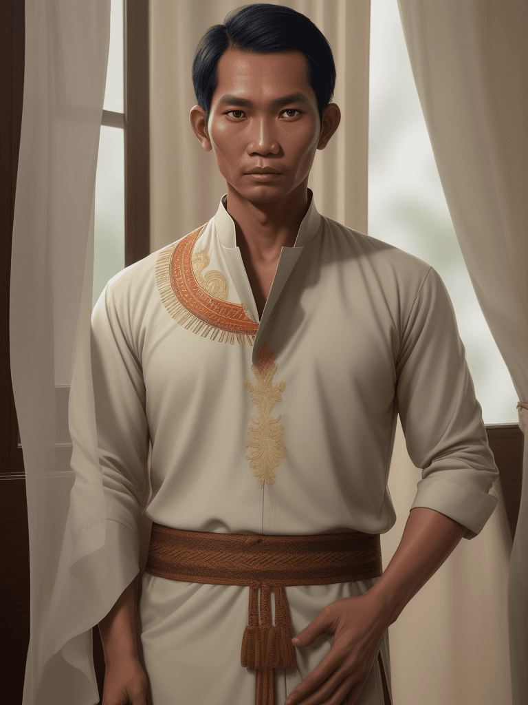 AI generated: indonesian man, detail eyes, detail nose, detail mouth, detail body, detail outfit, detail backgroun...